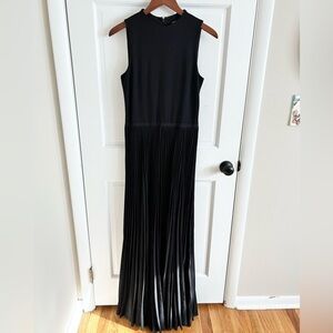 Armani Exchange black sleeveless pleated skirt maxi floor length dress